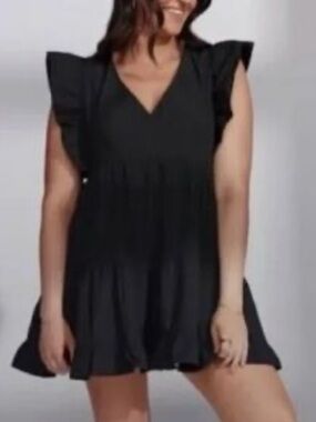 New Abercrombie & Fitch Black Ruffle Mini Dress Sz XL